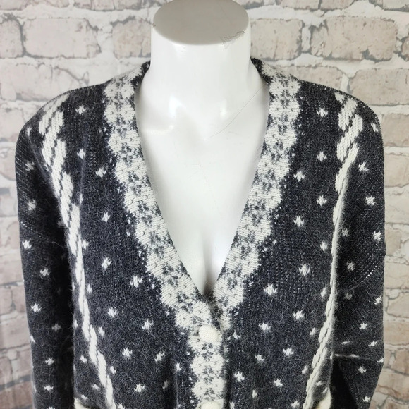 El Corte Ingles Wool Angora Cardigan Winter Mittens Black Ivory Size 42 - Picture 4 of 16